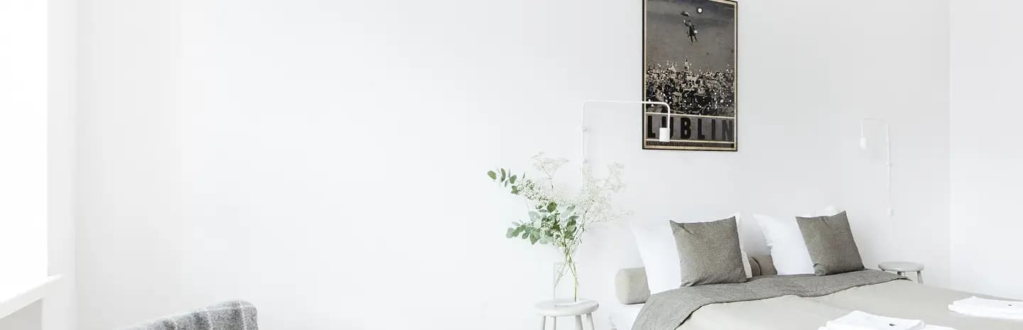 Interior design banner showcasing a styled bedroom space